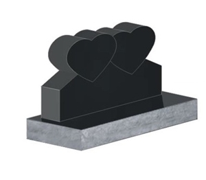 Black Granite Double Heart Tombstone