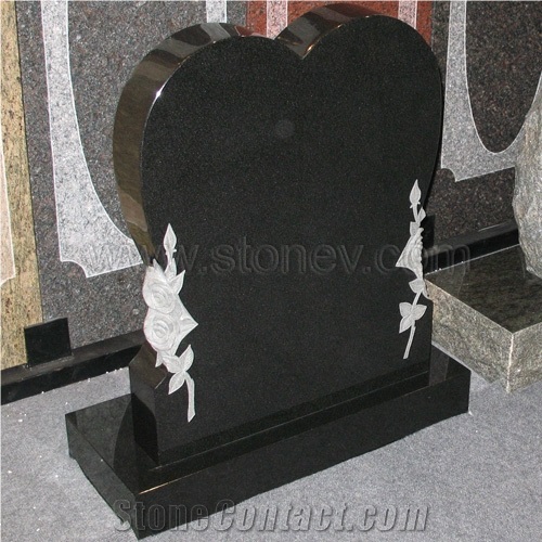 Black Granite Heart Headstone