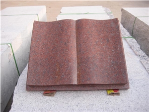 Red Granite Book Shape Slant Headstone