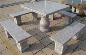 Granite Stone Table and Bench Set