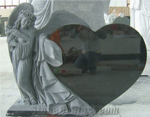China Absolute Black Granite Tombstone,Angel Monument