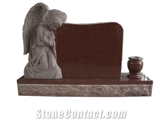 Imperial Red Granite Angel Monument