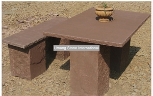 Chocolate Sandstone Bench and Table