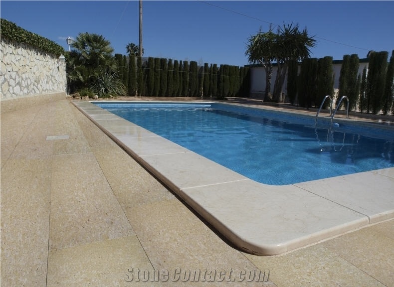 Gold Shell Pool Coping, Pavers