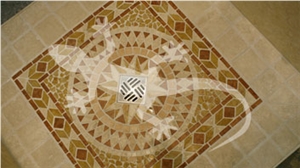 Travertine Floor, Mosaic, Medallion