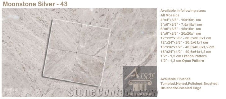 Moonstone Silver Marble Slabs & Tiles, Turkey Grey Marble