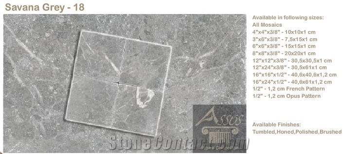 Savana Grey Marble Slabs & Tiles, Turkey Grey Marble