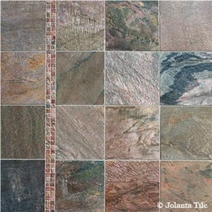 Antique Copper Slate Slabs & Tiles, India Brown Slate