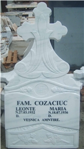 White Marble Cross Tombstone
