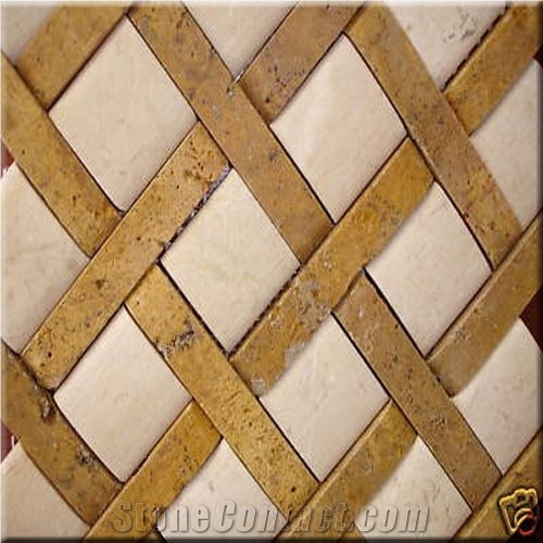 Gold Travertine-Marble Mosaic Tiles