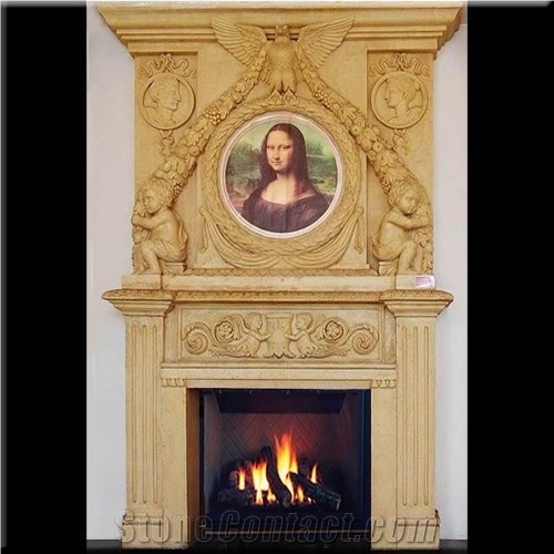 Large Double Marble Fireplace