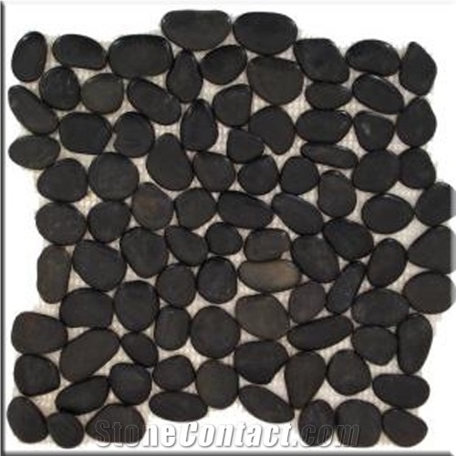 Polished Black Pebble Tile From China Stonecontact Com