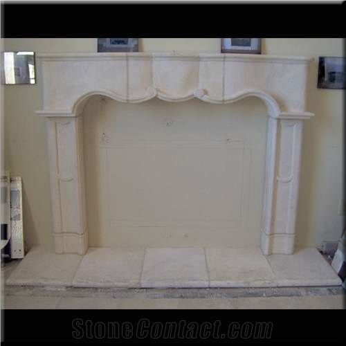 White Limestone Fireplace Mantel