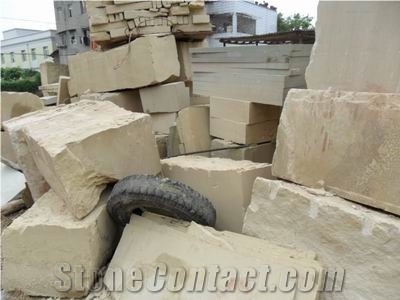 China Wooden Sandstone Block, China Beige Sandstone