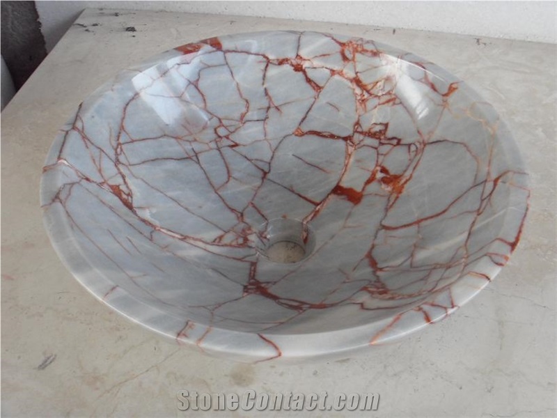 Agate Red Marble Sink