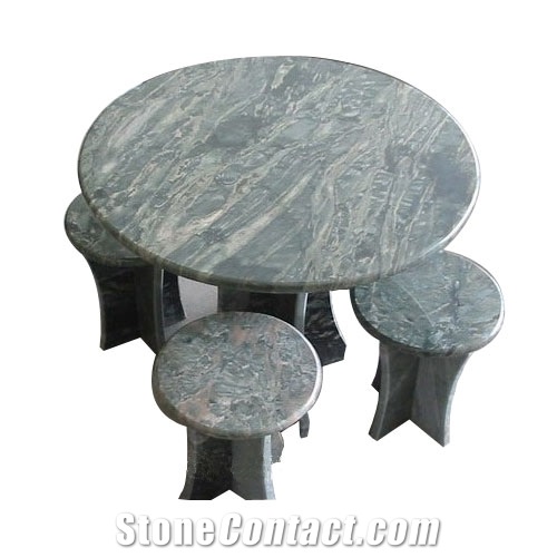 Ourdoor Granite Round Table and Bench