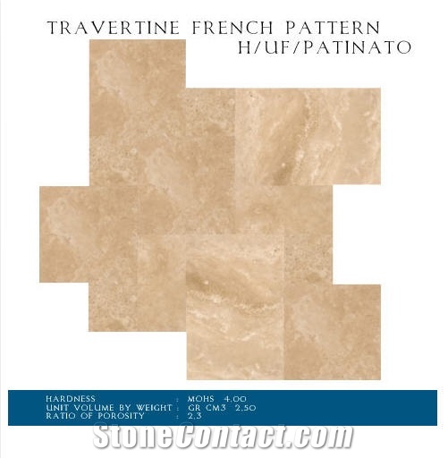 Beige Travertine French Pattern Honed