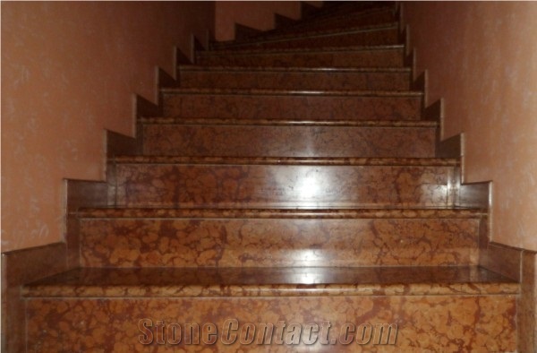 Rosso Verona Marble Stairs, Rosso Verona Red Marble Stairs