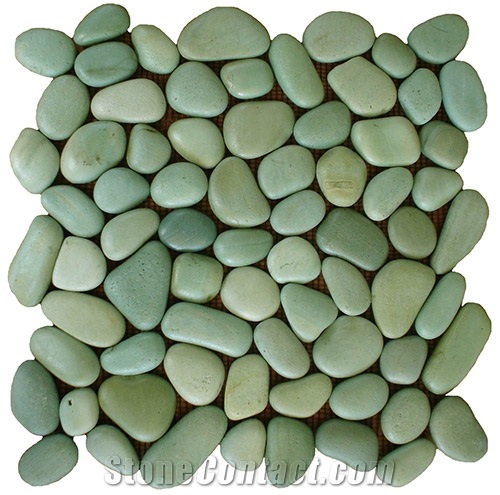Clover Green Pebble Stone Mosaic Unsealed
