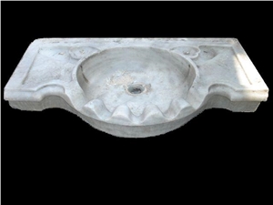 Antique Bianco Carrara Marble Sink, Bianco Carrara White Marble Sink