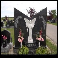 Angle Carved Headstone, White Marble Headstone