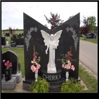 Angle Carved Headstone, White Marble Headstone