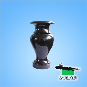 China Black Granite Urn, Vase, Shanxi Black Granite Urn