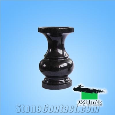 China Black Granite Urn, Vase, Shanxi Black Granite Urn