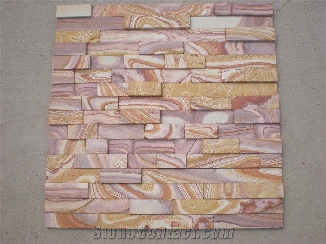 China Wooden Sandstone Stone Veneer, Lilac Sandstone Veneer