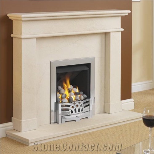 Contemportary Stone Fireplace Mantel, Beige Limestone Fireplace Mantel