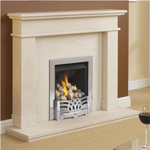 Contemportary Stone Fireplace Mantel, Beige Limestone Fireplace Mantel