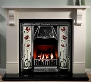 Modern Stone Firepalce Mantel, Cream Beige Marble Fireplace