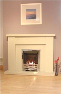 Modern Stone Firepalce Mantel, Cream Beige Marble Fireplace