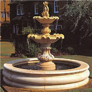 Natural Stone Water Fountain, Beige Marble Fountain
