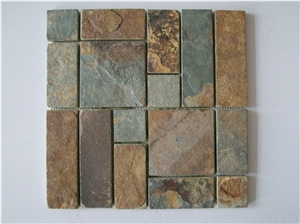 Natural Volcanic Mosaic Pattern,hebei Rust Slate Mosaic