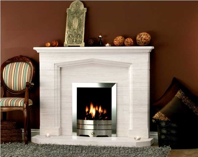 White Limestone Fireplace Hearth