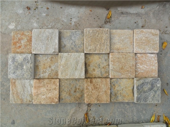 Yellow Quartzite Mosaic Wall Tiles