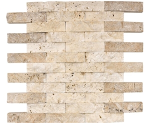 Noche Classic Travertine with Radius Mosaic,Beige Travertine