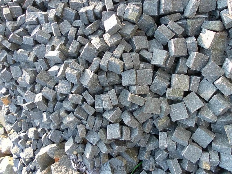 Granite G684, Granite Cobbles, Cubic Stone, Zhangpu Black Granite Cobbles