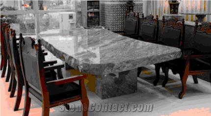 Table with Huaan Jade, Green Granite Table