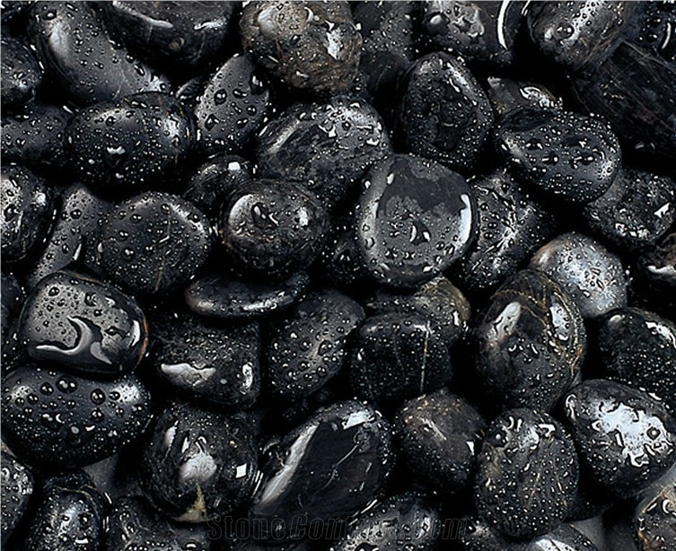 Black Riverstone Pebble from China - StoneContact.com
