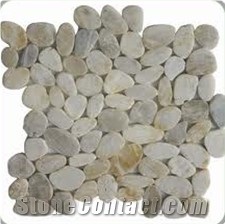 White Sliced Mosaic Pebble Tile