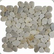 White Sliced Mosaic Pebble Tile