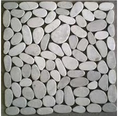 White Sliced Pebble Mosaic Tile