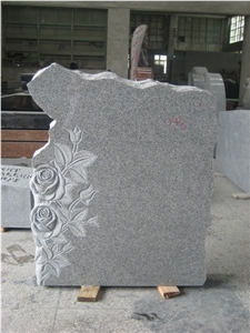 Flower Style Headstone, White Granite Headstone