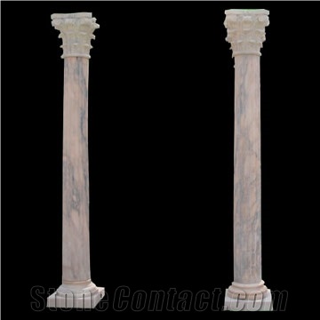 Stone Roman Column, Beige Travertine Roman Column