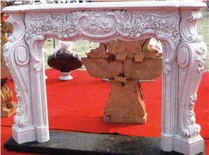 Beige Marble Fireplace Mantel