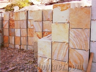 Flat 1602C- China Wooden Sandstone, China Yellow Sandstone Slabs & Tiles
