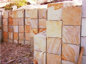 Flat 1602C- China Wooden Sandstone, China Yellow Sandstone Slabs & Tiles