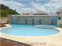 Coral Stone Curve Pool Coping, Beige Limestone Pool Coping